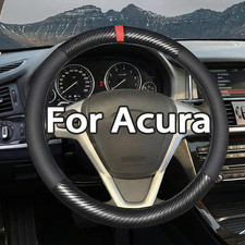 38cm 15 Car Steering Wheel Cover Genuine Leather For Acura Carbon Black