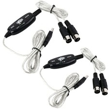 2Pcs USB MIDI Interface Cable 5-Pin IN-OUT Converter for Piano Keyboard to PC