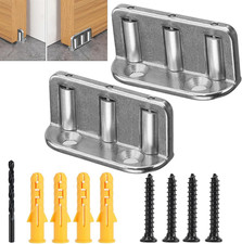 2 Pack Sliding Barn Door Floor Guide, Barn Door Adjustable Roller, Wall Mount