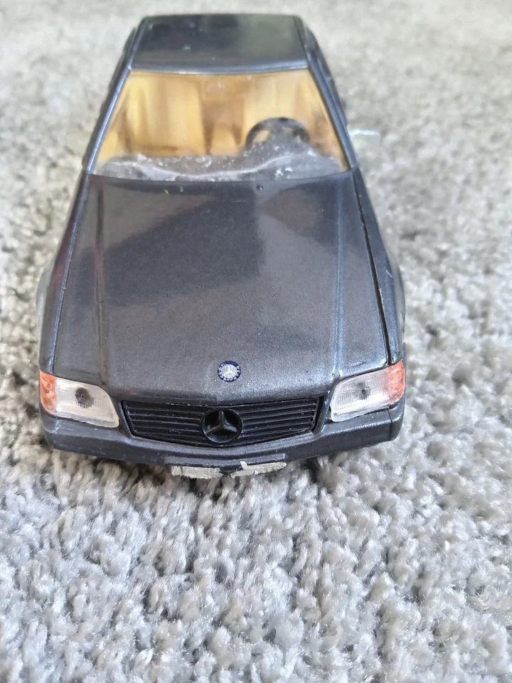 Mercedes 500 SL 1989 Toy Car Grey 7" Hardtop Doors Open Good Cond - World Ship - Image 2 of 4