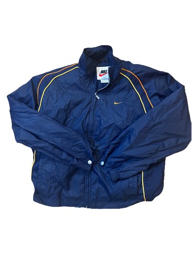 Vintage Nike Jacket Boys Large L Red Windbreaker Full Zip Swoosh 90s Youth Kids
