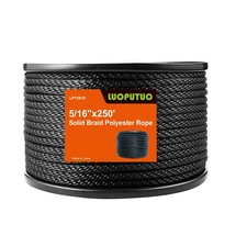 5/16'' 250' Black Polyester Solid Braid Rope