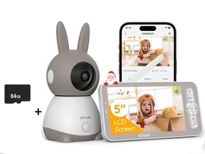2K/3MP5 Zoll  ieGeek Babyphone mit Kamera IR-Nachtsicht, Automatische Verfolgung