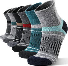 6 Pairs Merino Wool Ankle Hiking Running Socks Compression Support Thick Cushion
