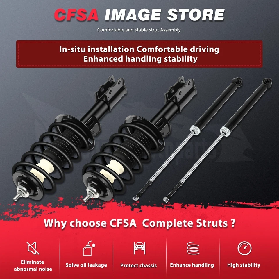 Front Complete Struts w/ Springs & Rear Shock Absorbers For 12-16 Toyota Prius C - Image 3 of 4