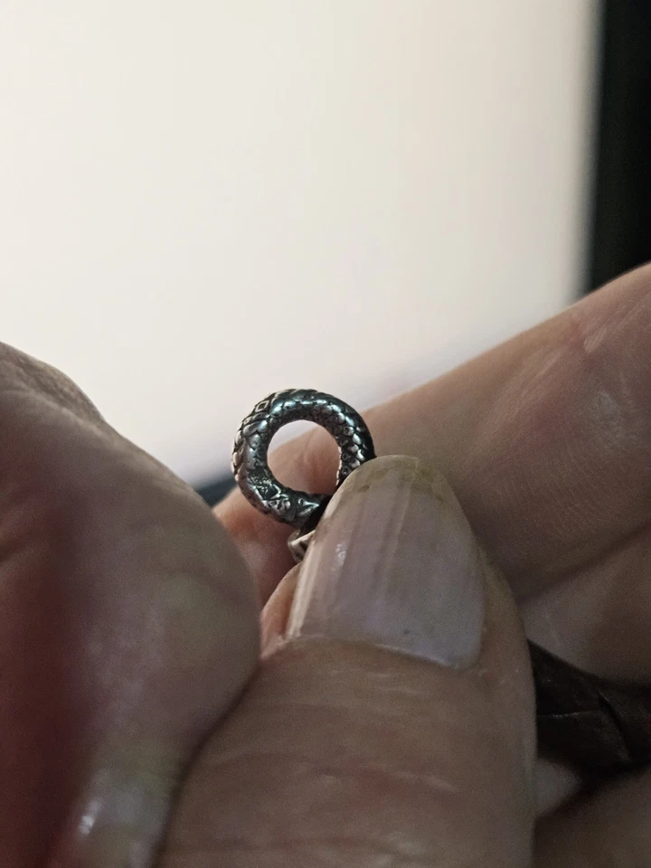 BARAKA vintage collana bracciale serpenti pelle intrecciata argento calcedonio - Immagine 3 di 4