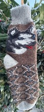 Men's socks, 100 Sheep's Wool , Chunky  Warm, , Print Dog ,size 11-12, New