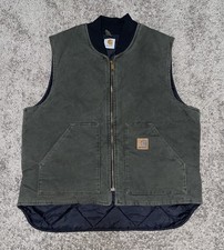 Carhartt Vest V02 SPC Moss Green Duck Canvas Vintage Insulated Jacket