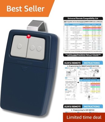 Ergonomic Dual Channel Garage Door Remote - Works with LiftMaster & Chamberlain