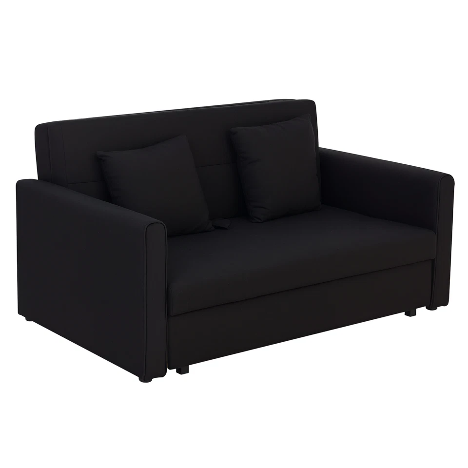 HOMCOM Divano Letto 2 Posti in Policotone con Spazio Portaoggetti Grigio