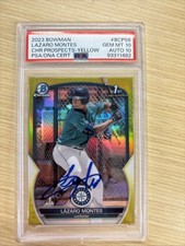 Lazaro Montes 2023 1st Bowman Chrome Auto PSA 10 Yellow /75 Seattle Mariners MLB