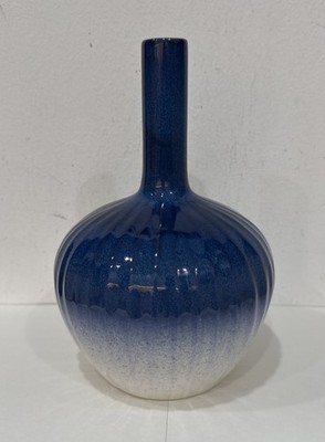 Crate & Barrel Tunise Reactive Glaze Vase 5 Blue & White Made In Portugal 8.5 