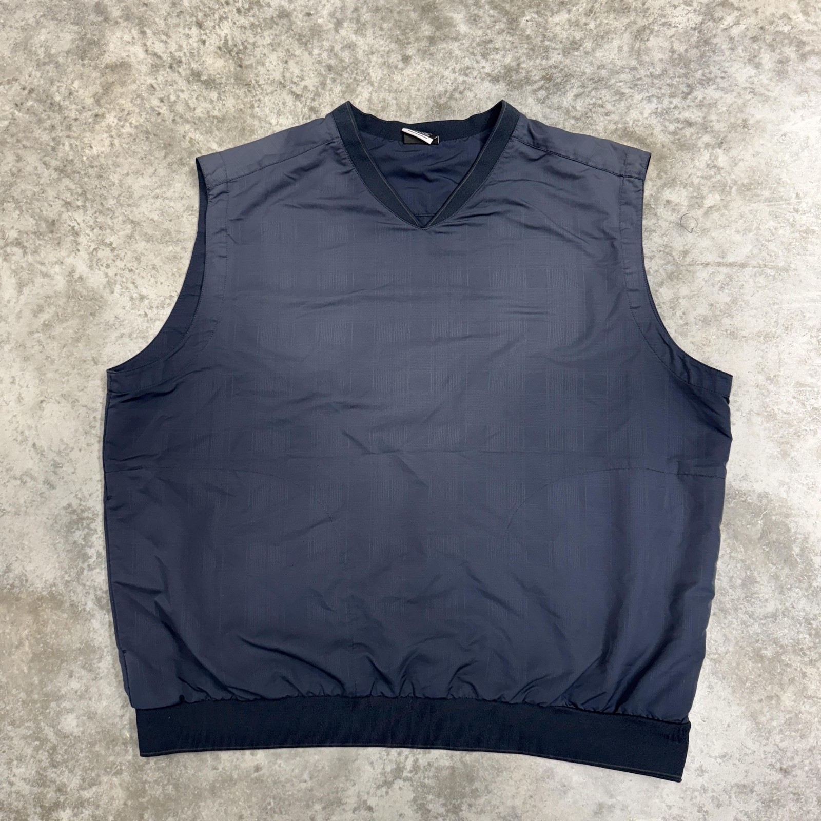 Nike Golf Vest Mens 2XL Blue Windbreaker V-Neck Pullover Elastic Hem Lightweight