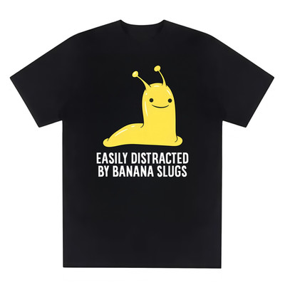 Men's Casual T-Shirt Fun Banana Slug Graphic''Easily Distracted by Banana Slugs''