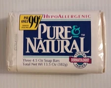 Pure & Natural Bar Soap Hypoallergenic 4.5 oz Soap Bars 1998 New One Bar
