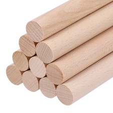 10 x Wooden Dowel Rods, 18mm 3/4 x 4 Inch Round Wooden Rod for DIY