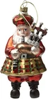 Scottish Santa with Bagpipes Glass Christmas Tree Novelty Decoration Ornament