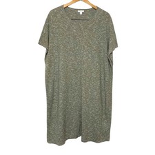 Pure Jill J Jill Olive Green Marl Heavy Knit Sweater Dress Womens Large Crewneck