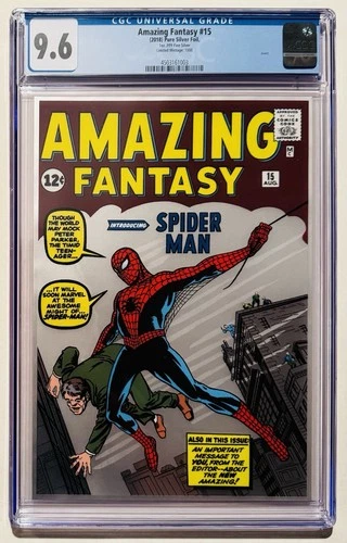 Amazing Fantasy 15 CGC 9.6 Pure Silver Foil 1 oz. First Spider-man 2018