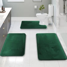 3 Piece Bathroom Rugs Bath Mat Set Velvet Memory Foam Bath Mats for Bathroom -