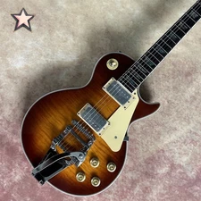 Solid Body Electric Guitar: LP Custom, Brown Sunburst, Bigsby Bridge, Chrome