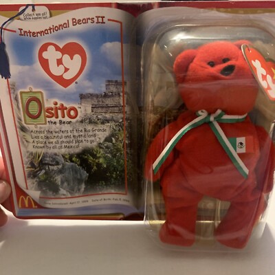 Ty Teenie Beanie Babies 2000 International Bears II Osito Red Mexico
