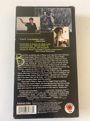Kalifornia (1993) VHS Collector's Letterbox Edition Unrated Brad Pitt - Picture 3 of 3