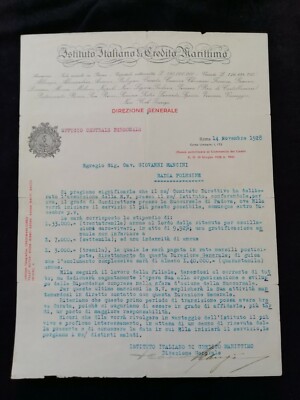 Rome Italian Institute Maritime Credit 1928 QX1979 Letterhead