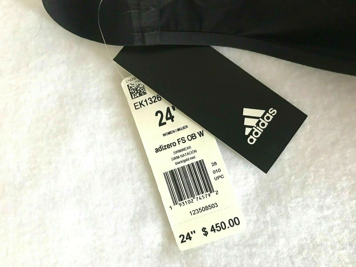 Adidas adizero Opened-Back Swimsuit Black/Gold EK1326 Women's Size