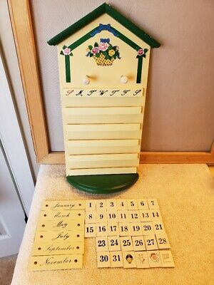 Vintage Wood Perpetual Calendar Fl, Perpetual Calendar Wooden Tiles