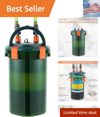 160GPH-400GPH Aquarium Canister Filter, 7W-15W Fish Tank External Filter, Aqu...