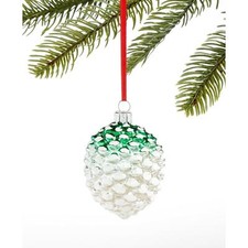 Holiday Lane The Holiday Collection Glass Green and Silver Pinecone Ornament