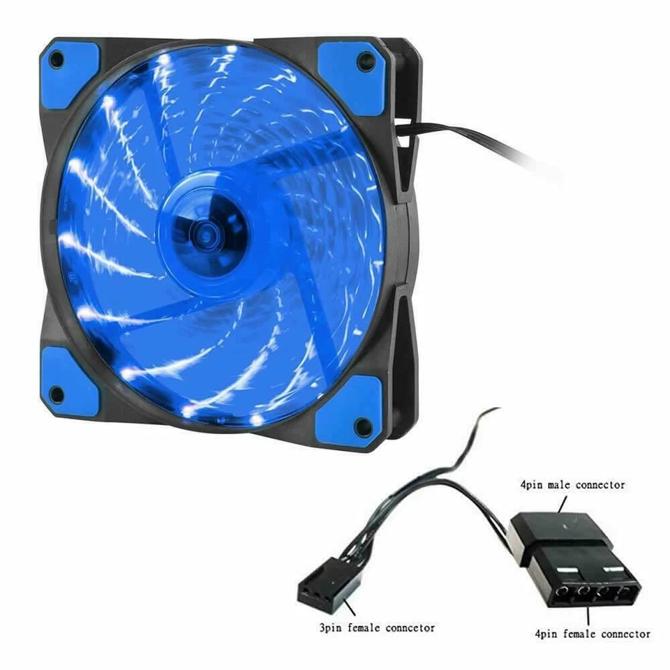 PACK OF 3 MIXED JEDEL 120MM RGB Dual Ring LED Cooling Fans MOLEX BLUE/GREEN/RED - Image 4 of 4