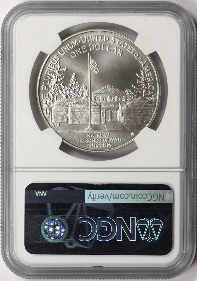 1994-W $1 Prisoner of War / POW Museum Commemorative Silver Dollar NGC MS69 - Image 2 of 2