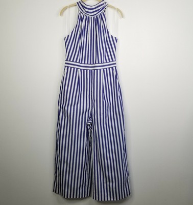 j crew stripe halter wide leg jumpsuit