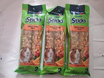 VITAKRAFT SUNSEED Lot Of 3 Vitakraft Crunch Sticks Apple & Orange Flavor Guinea Pig Treat 3.5 oz