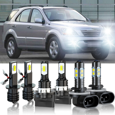 For KIA SORENTO 2007-2009 6pcs LED Headlight High/Low Beam + Fog light bulbs