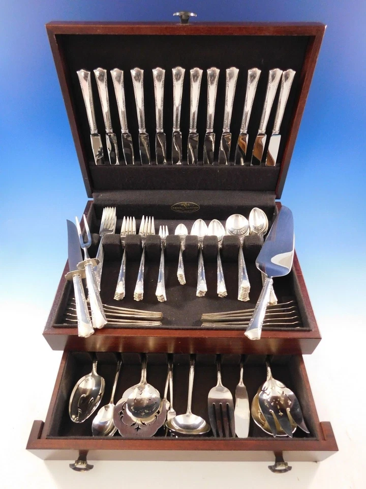 Juego de cubiertos Greenbrier de Gorham de plata de ley para 12 servicio 124 piezas Foto 2 de 4