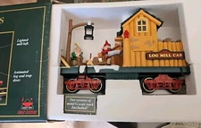New Bright Holiday Express LOG MILL CAR Animated Christmas train wood 384-4
