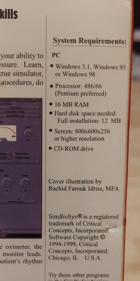 Symbiosys ACLS Simulation Software For Windows 95/98 Nursing Cardiac  - Image 4 of 4