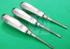 Set of 3 LINDO LEVIEN Small Medium Large Serrated Dental Extracting Elevators