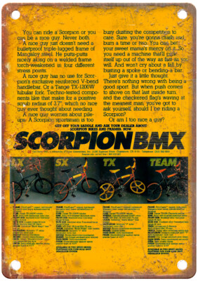 Old School BMX 1981 SCORPION Vintage Magazine Ad Reproduction Metal Sign  B1356