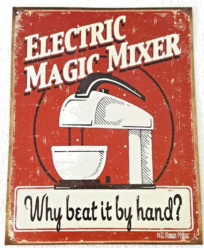 Electric Magic Mixer 12x16 Tin Metal Sign Vintage Look Wall Art