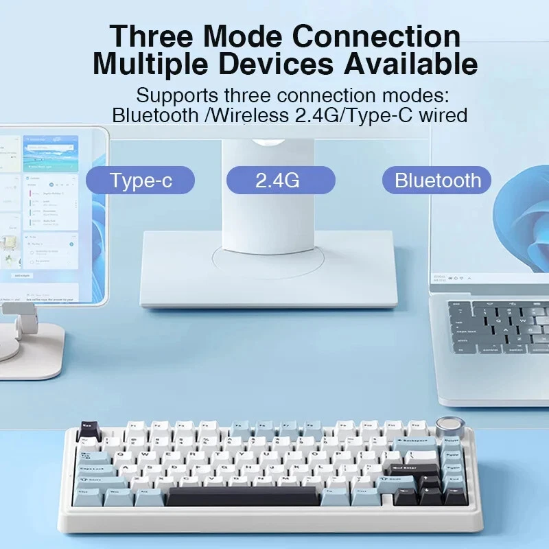 Mechanical Keyboard 2.4G Wireless/Bluetooth/Wired RGB PBT 75% Layout Pc Keyboard