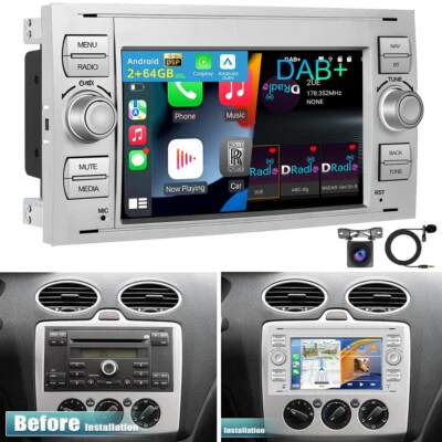 DAB+ Für Ford Focus MK2 2004-2007 Android 15 Autoradio GPS Navi CarPlay 2+64GB - Bild 1 von 4