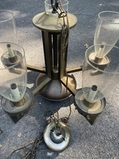 Lampadario Art Decò Vintage 5 Candele in Ottone