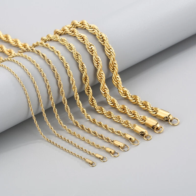 Stainless Steel Gold Chain For Men Women, Golden Stainless Steel