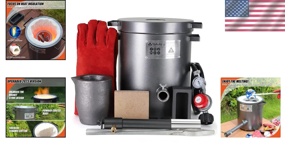 Horno de fusión de 6 kg de capacidad con molde de lingote de grafito - Ideal para proyectos hágalo usted mismo Foto 2 de 4