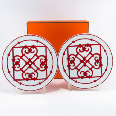 HERMES ガダルキヴィール Guadalquivir プレート 7cm ② Hermes Dinner Plate Guadalquivir Red Tableware Dinnerware 2 set