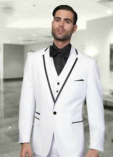 Uomo Bianco Abito Firmato Matrimonio lo Sposo Festa Cena Casual (Giacca + Gilet